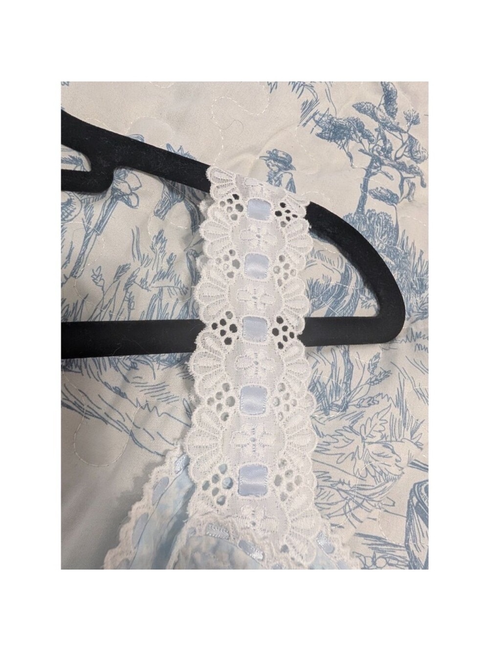 Eileen West Light Blue Floral Lace-Trim Nightgown - Picture 9 of 9